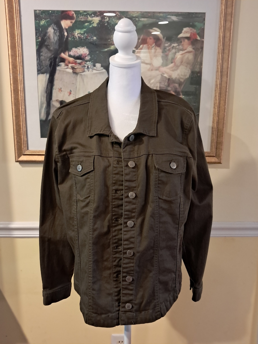 Women With Control Wome's Olive Green Jacket - Classic Style Size XL